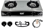 2 Burner Propane Gas Stove, Portable Stainless Steel Camping Stove with Auto-Ignition, Propane Burners for Cooking, Outdoor, Camping, RV & Emergency Use