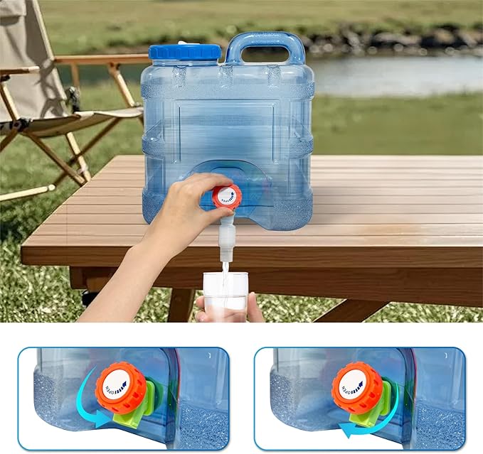 2.6 Gallon Camping Water Container with Spigot, BPA Free Portable Water Jug, No Leakage Emergency Water Storage Tank for Camping, Vehicle, Car, Outdoor Hiking, Picnic
