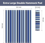 SUNCREAT Portable Hammock Pad with Soft Pillow, Two-Layer Soft Polyester Pad, Blue Stripes