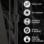 TECEUM 5/32" Paracord Rope 1000 – 1000ft / 200ft / 100ft / 50ft – Tactical Parachute Cord 4mm – 45+ Colors – Nylon String for Survival & Camping Gear – Stripe Cord for Survival – Utility Rope