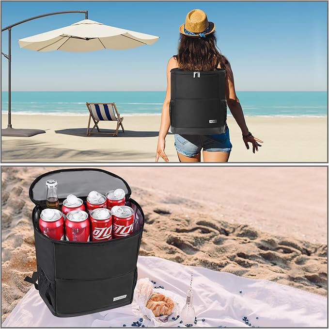 Insulated Cooler Backpack Outdoor - Leak Proof Backpack Cooler 30 Cans, Waterproof Lightweight Cooler Bag for 12h Hot/Cold Retention - Soft Cooler for Travel, Camping, Beach, Lunch