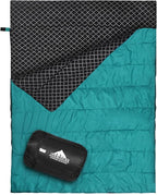 AGEMORE Cotton Flannel Double Sleeping Bag for Camping, Backpacking Or Hiking. Queen Size 2 Person Waterproof Sleeping Bag for Adults Or Teens. Lightweight with Compression Sack