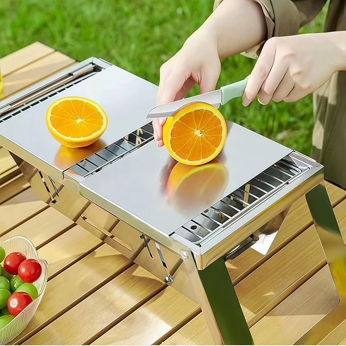 Foldable Small Charcoal Grill - Stainless Steel & High - Temp Resistant, Perfect for 2-3 Outdoor Enthusiasts! Ideal for Camping, BBQs, Picnics & Tailgating, Super Portable Yakitori Grills