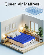 Queen Air Mattress with Built in Pump Luxurious Comfort Raised Inflatable Mattress Queen Airbed Blow Up Mattress for Home and Guests Air Bed 2 Mins Fast Inflate/Deflate 660 lbs Max