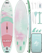 10'6''x33''Inflatable Stand Up Paddle Board, 400lbs Extra Wide Stand Up Paddleboard with Kayak Seat, Anti-Slip EVA Deck Premium SUP Accessories Kit, Non-Slip Stable Deck Boat for Yoga Fishing Surf