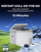Marsail 12 Volt Refrigerator 12V Car Fridge 32QT Portable Freezer Compressor Cooler -4°F68°F, 12/24V DC 110~240 Volt AC, for Camping Travel Truck RV, Home Efficient Cooling & Large Capacity, Grey