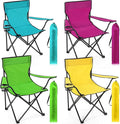 4 Pcs Folding Camping Chairs with Cupholder and Carry Bag Regular Size Portable Lightweight Lawn Chair with Mesh Side Pocket for Fishing Hiking Picnic Beach Outdoor Party (Stylish)