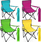 4 Pcs Folding Camping Chairs with Cupholder and Carry Bag Regular Size Portable Lightweight Lawn Chair with Mesh Side Pocket for Fishing Hiking Picnic Beach Outdoor Party (Stylish)