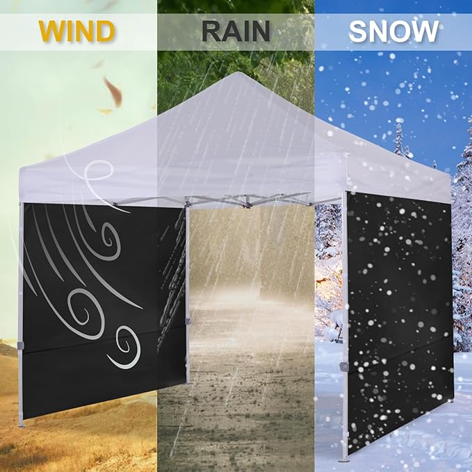 COOSHADE Instant Canopy SunWall 8x8 Canopy SideWall for Pop up Canopy Tent, 1 Pack Sidewall Only, Black
