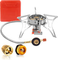 6800W Camping Stove with Piezo Ignition, Portable Backpacking Gas Stove, 1LB Propane Tank Adapter, Butane Adapter for Outdoor Cooking, Picnic, Camping and Hiking