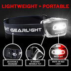 LED Headlamp 2-pack Battery Powered (AAA) (Batteries Not Included) | Head Lamp for Running Hunting Camping Fishing Hiking with Red Light and Adjustable Headband - Bright Forehead Headlamp 7 Modes
