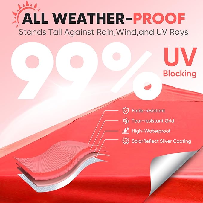 Sekey 10x10 Instant Pop Up Canopy – One Push Setup Easy Up Gazebo; 99% UV Blocking Sun Shade; Waterproof & Wind Proof with Weight Bags; for Commercial Outdoor Events, Camping, Beach, Parties