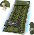 CKG Camping Sleeping Pad with Thermal Barrier, Ultralight Camping Mat 4in Thick with Pillow, Built-in Foot Pump Inflatable Sleeping Pad for Hiking Tent Road Trip Car Camp Travel Gear, Green