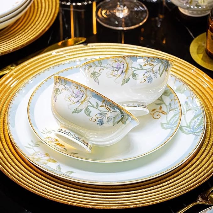 Camping Plates Elegant and Exquisite Ceramic Dinner Plates, Household Dishes, High-end Dishes and Tableware Decorative Plate