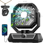 Portable Fan Rechargeable, 20000mAh Battery Powered Fan with LED Lantern, Table Fan, Camping Essentials, USB C Battery Operated Camping Fan for Travel, Picnic, Barbecue, Fishing, Office, Home