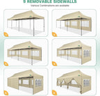 COBIZI 10x30 Pop Up Canopy Heavy Duty with 8 Removable Sidewalls, Commercial Portable Tents for Parties Ez Up Canopy All-Weather Windproof & Waterproof UPF 80+ Wedding Tent