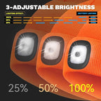 VIBELITE LED Beanie Hat with Light, USB Rechargeable LED Headlamp for Hiking, Camping, Gifts for Men, Dad, Teen Boys, Husband, Women, Boyfriend, Birthday Gifts for Women, Orange
