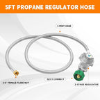 GasSaf 5FT 2 Stage Propane Regulator with Hose, Stainless Steels Dual-Stage Propane Regulator for RV, Generator, Camp Stove, Gas Grill, and Heater - CSA Certified