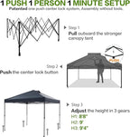 10'x10' Pop Up Canopy Tent with 1 Sidewall and 6 Pockets, One Push Setup, Instant Shade Tent with Vented Roof for Beach Patio Outdoor, Case, 8 Stakes, 4 Ropes, 4 Sandbags (Gray, 10x10)