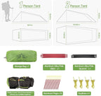 Night Cat Ultralight Tunnel Tent: Waterproof Lightweight Two People Backpacking Tent for Outdoor Camping Hiking Treeking with Double Layers Aluminum Poles and Footprint
