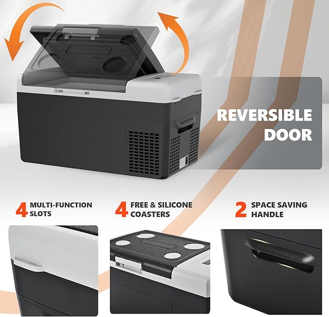 Portable 12V Refrigerator, 22 Quart Compressor Electric Cooler, 12V Fridge -4℉-68℉, Portable Freezer for Camping, RV, Outdoor