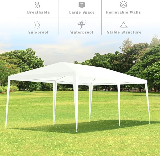 TANGKULA Outdoor Tent 10x20, White Party Wedding Tent Canopy with Removable Sidewalls, Portable Canopy Shelter Tent Pavilion for Market, Outside Tents for Events, Backyard