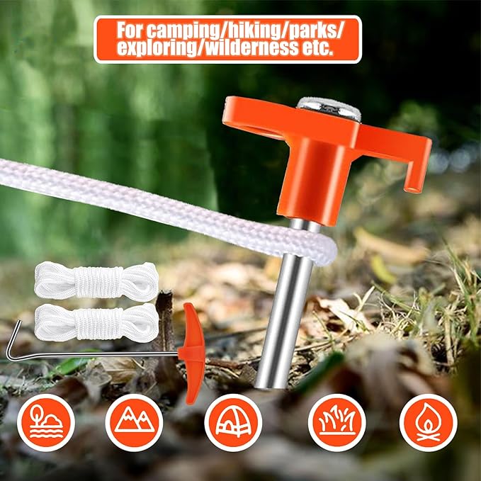 23 Pack Tent Stakes Heavy Duty,10 Inch Non-Rust Metal Tent Pegs Camping Stakes,Ground Stakes Tent Spikes for Camping,Garden,Hiking,Grassland,with 1 Pcs Hooked Head & 2 Pcs 10FT Ropes