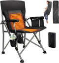 Heated Camping Chair with 20,000 mAh Battery, Loog-Lasting for 500 Mins, Fully Padded Heated Camp Chairs, Heavy Duty Folding Chairs Supports 500 lbs for Winter Camping, Picnics, Tailgating, RV Travel