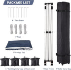 10 x 10 Pop Up Canopy, All Season Instant Canopy with 2 Sidewalls and Vented Roof, Portable Party Tent with Wheeled Carry Bag and Sandbag for Camping, Picnic, Party, Navy Blue