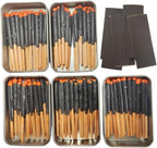 Survival Waterproof Match Kit – 20/40/60/80/100 Fire Starters with Extra Striker, Metal Tin & 20 Waxed Tinder Cords – Stormproof Windproof for Camping & Emergency (5 x Tin Matches)