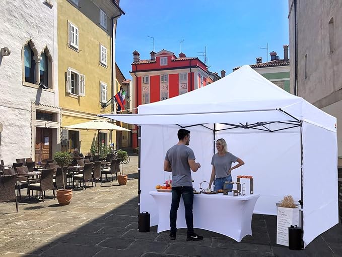 ABCCANOPY 10x10 Pop up Canopy Tent with Sidewalls - Easy up Canopies with Awning, Outdoor Tents for Parties, Market, Commercial Events, White
