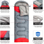 BISINNA Sleeping Bag with Pillow - 4 Season Backpacking Sleeping Bag Lightweight Waterproof Warm and Washable for Adults, Kids, Women, Men's Outdoors Camping, Hiking, Mountaineering