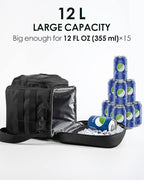 TACTICISM Tactical Lunch Box for Men, 12L Molle Lunch Bag with Detachable Water Bottle Pouch and Molle Pouch, Black