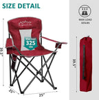 2PCS SAILARY Mesh Folding Camping Chairs, Oversized Portable Outdoor Chairs, Weight Capacity 325 lbs with Cup Holder, Storage Pocket, Carry Bag Red