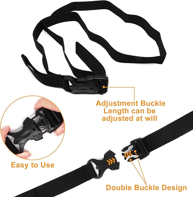 5Pcs Tie Down Straps Black Adjustable Nylon Strap with Buckles 1" x 51.18" (4.27ft) Straps with Quick Release, Lashing Strap for Backpacking, Outdoor Activities