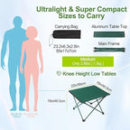 Tesouro Portable Camping Table,Folding Side Table Aluminum Top for Outdoor Cooking, Hiking, Travel, Picnic (Blackish Green-Medium)