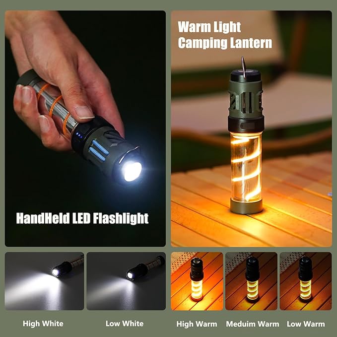 Repelix 𝓜𝓸𝓼𝓺𝓾𝓲𝓽𝓸 Repellent, Buzz Defense Portable, LED Rechargeable Flashlight Camping Lantern with Dual-Heating, Magnetic Design, Tripod Mount Buzz Repel Light for Patio Camping, 12Refills