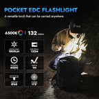 WUBEN E7 1800 Lumen Rechargeable Mini Flashlight with Magnet - Super Bright 6 Modes ArmyGreen EDC Flashlight, Typ-C Rechargeable LED; IP68 Pocket Flashlight for Headlamp Use, Rescue, Camping