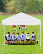 10x10FT Pop Up Canopy, Outdoor Canopy Tent with SandBag & Carry Bag for Commercial Events, Camping, Backyard Parties, White