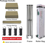 Eurmax USA 10 x 10 Pop up Canopy Commercial Tent Outdoor Party Canopies with 4 Removable Zippered Sidewalls and Roller Bag Bonus 4 Canopy Sand Bags & 24 Squre Ft Extended Awning (Khaki)