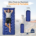 KASBAH Camping Sleeping Pad,Extra Wide 6 inch Thick Inflatable Sleeping Pads with Built-in Foot Pump and Pillow,Ultralight Camping Mat Gear for Outdoor Hiking,Camping