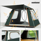 Camping Tent Ventilated Portable, Waterproof and Removable Canopy Tent with Porch, Easy Set Up Family Dome Tent for Camping, Backpacking and Hiking, Outdoors 4 Season