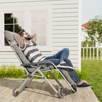UDPATIO Oversized Zero Gravity Chair 33In XXL Patio Reclining Chair with Cushion, Outdoor Folding Recliner with Pillows, Cup Holder, Foot Rest & Padded Headrest, Support 500LB (2, Light Grey-XL)