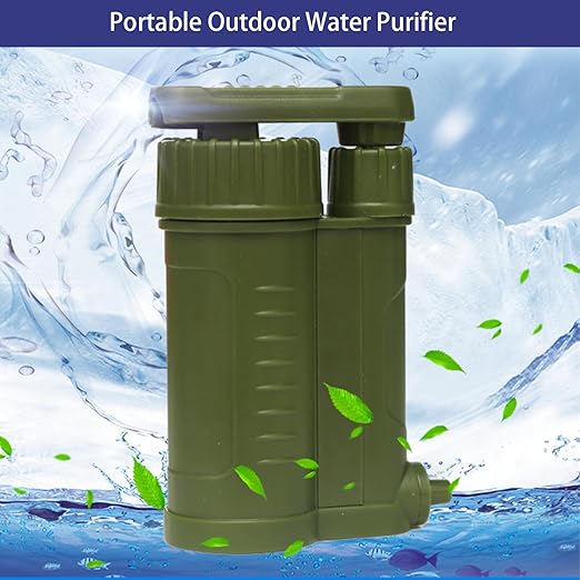 Portable Outdoor Water Purifier – Camping Pump Filter, Drinking Device | Direct Filtration System with High Efficiency for Hiking Backpacking Survival Travel and Quick Clean Hydration