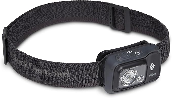 BLACK DIAMOND Cosmo 350 Headlamp | 350 Lumens, 3X AAA Batteries (Included) | Dual Power Options | Waterproof, Dimmable Light for Camping & Hiking | Graphite