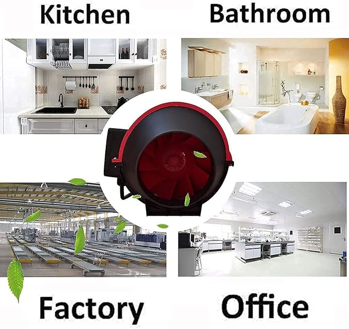 4” Low Noise Inline Blower Can Fan, Portable Ventilator High Velocity Utility Blower, Ventilation Exhaust Fan for Heating Cooling Booster, Grow Tents, Hydroponics (Black 40W)