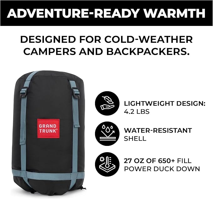 GRAND TRUNK Evolution 20 Down Hammock – Cold Weather Hammock with Integrated Sleeping Bag & Underquilt, 20°F Rated, Lightweight Camping & Backpacking Hammock