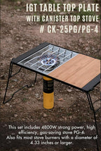 CAMPINGMOON Propane Top Stove Plate Stainless Steel Frame IGT Table Top Gas Burner Windproof Recessed Design for Camping CK-25PG+PG-4 Gas not Included