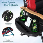 MFSTUDIO Zero Gravity Chairs, Oversized Patio Recliner Chair, Padded Folding Lawn Chair with Cup Holder Tray, Support 400lbs, Red