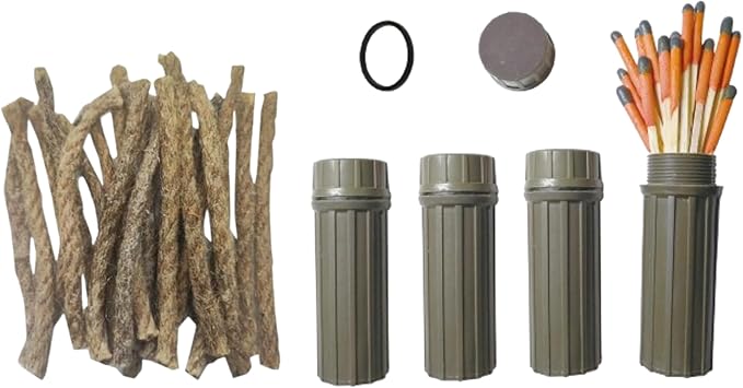 Emergency Fire Starter | Windproof & Waterproof Storm Matches with Waterproof Case & Wax Rope | Survival Gear for Camping, Hiking, Bushcraft, Outdoor Survival